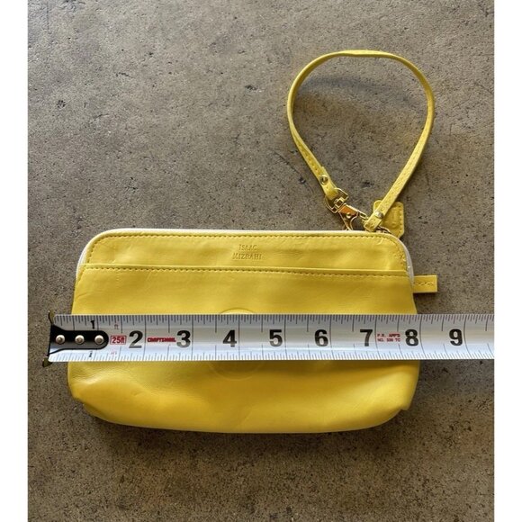 Isaac Mizrahi Zip Women’s Wristlet Tan Yellow Green Leather Multi Pocket - Picture 3 of 13